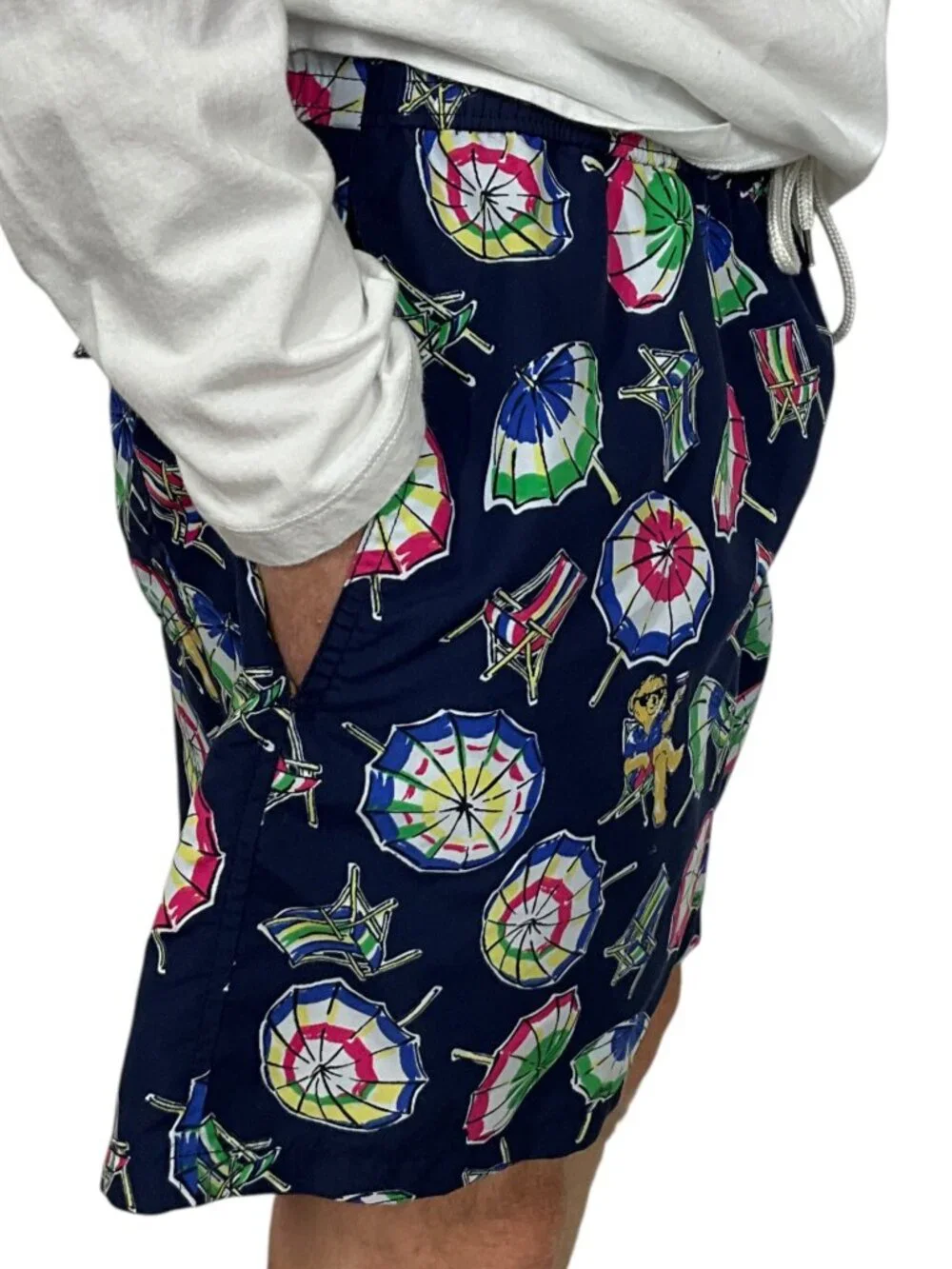 Polo Ralph Lauren Polo Bear Umbrella Swim Trunks XL Blue Lined Swimwear
